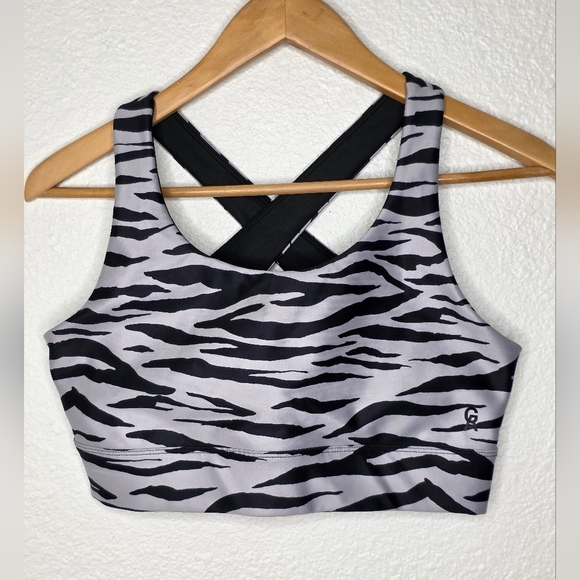 Good American Zebra print sports bra, black and silver - Picture 1 of 8
